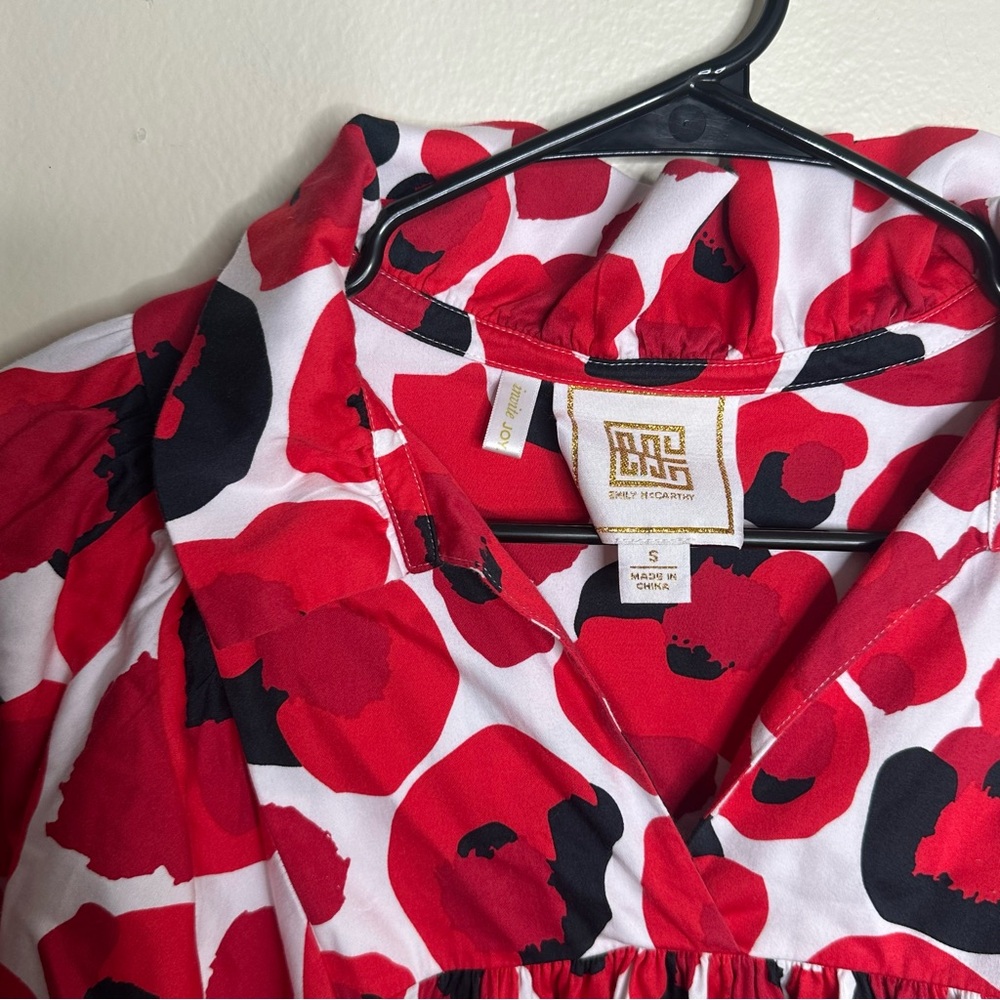 Emily McCarthy Stella Top Red and Black Abstract‎ Floral Print Blouse size Small - Picture 3 of 6